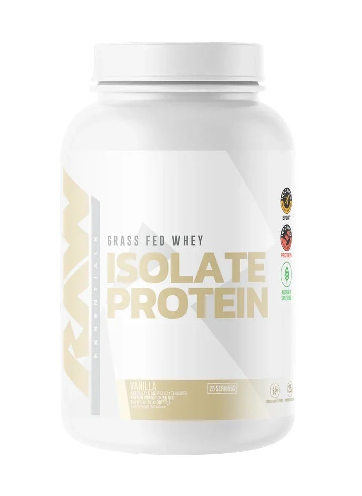 Raw Nutrition RAW Isolate Protein - Grass Fed Whey Isolate, Supreme Grade Muscle Nutrition - Vanilla Flavor, 25 Servings, 785 Grm  - Image 1