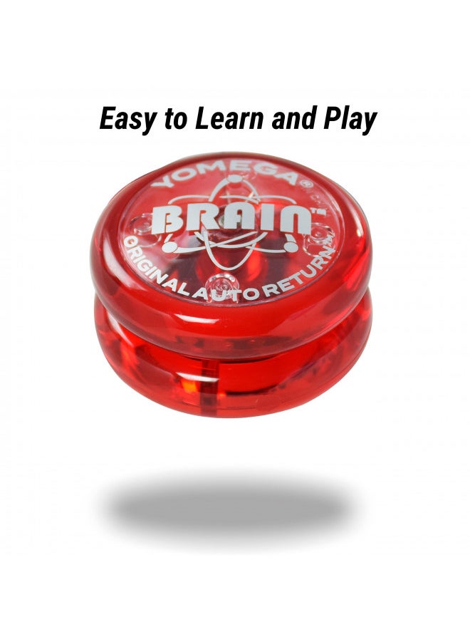 Yomega - Yomega The Original Brain - Professional Yoyo for Kids and Beginners, Responsive Auto Return Yo Yo Best for String Tricks + Extra 2 Strings & 3 Month Warranty (Red) - Image 1