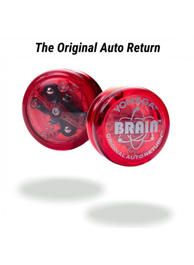 Yomega - Yomega The Original Brain - Professional Yoyo for Kids and Beginners, Responsive Auto Return Yo Yo Best for String Tricks + Extra 2 Strings & 3 Month Warranty (Red) - Image 1
