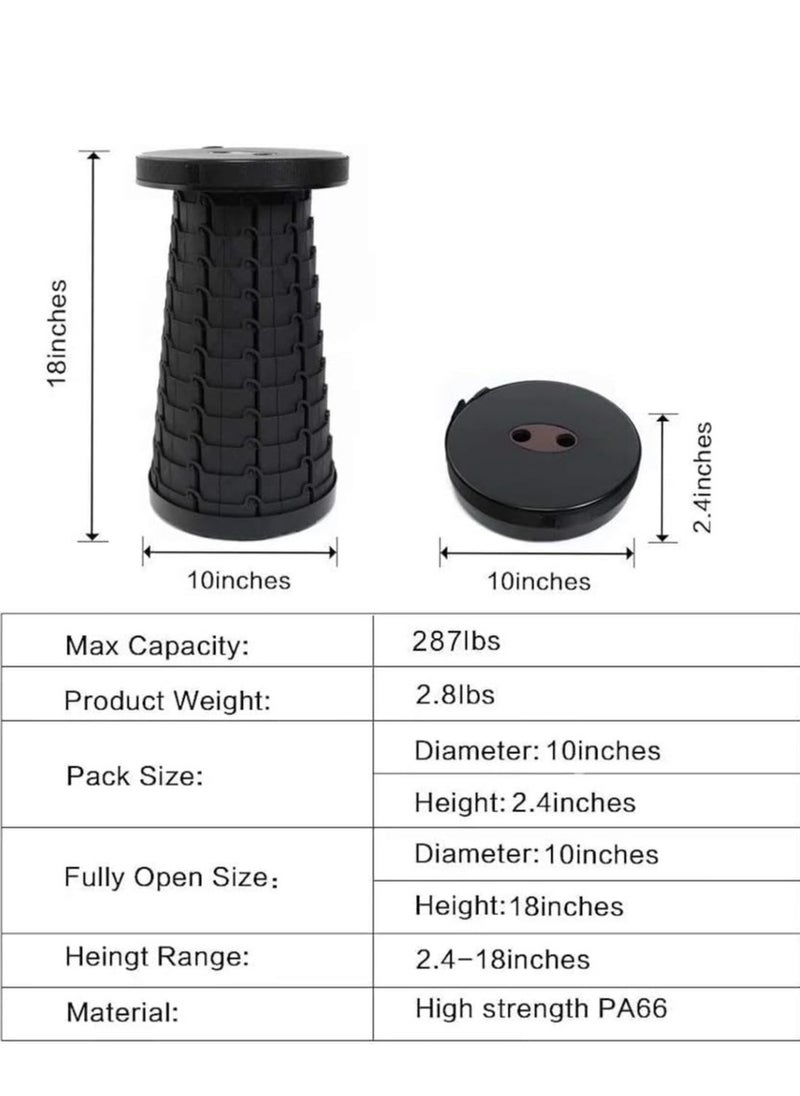 ELTRAZONE Retractable Folding Stools Portable Plastic Stool Travel Seat Telescopic Plastic Stool Shrinkable Camping Fishing Garden Folding Chair Heavy Duty  - Image 2