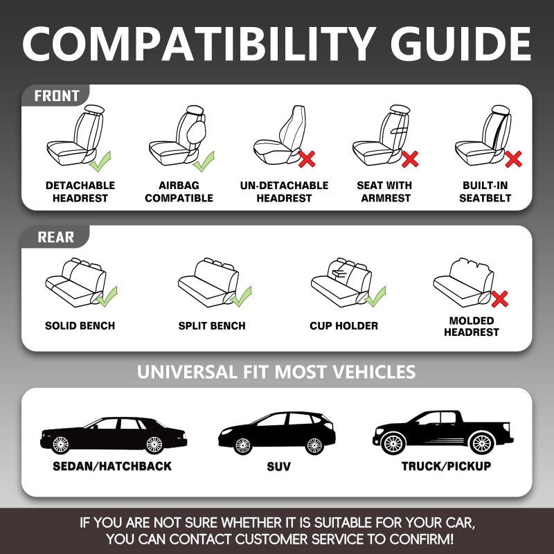 WENNFOUR Car Seat Covers Front Seats Only, Universal Luxury Automotive Car Seat Protector 2 Pack, Waterproof Breathable Leather Car Seat Cushion for Most Vehicles SUV Pick-up Truck, Beige - Image 2