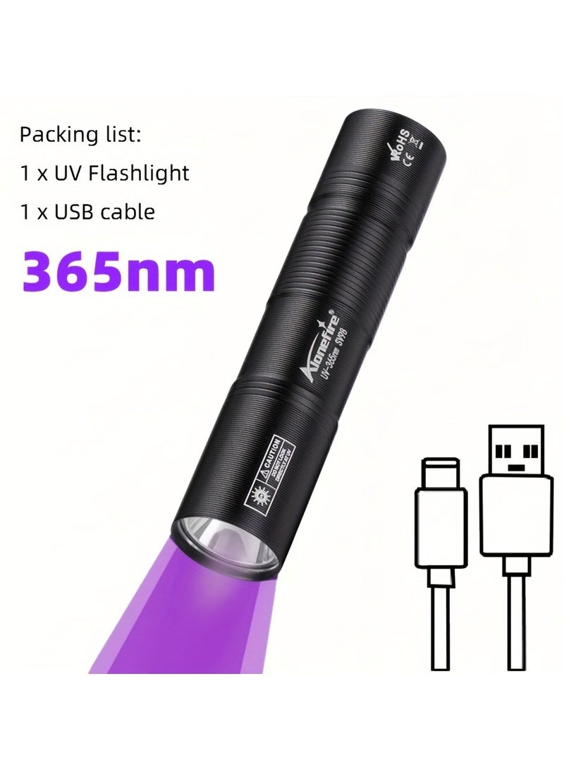 AloneFire مصباح يدوي ألونفاير SV98 UV - كاشف حبر غير مرئي ومزيل للبقع | 365 نانومتر LED UV للتخييم، معالجة الراتنج، الحيوانات الأليفة | قابل للشحن من نوع C، طاقة عالية، تصميم محمول - Image 5