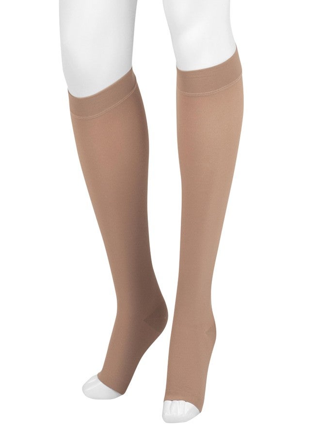 Juzo Dynamic Varin 3511 Knee-High 20-30 mmHg Open Toe Compression Stocking with Silicone Top Band - Men & Women, Regular, 2 (II), Beige - Image 1