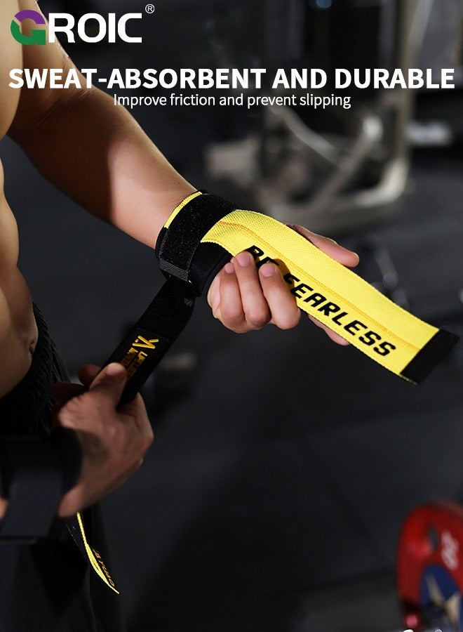 GROIC Lifting Straps for Weightlifting, Weight Lifting Straps Gym Power Workouts Lifting Wrist Straps Men Women Support Lifters Deadlift Straps Hard Pull Exercise Straps - Image 5