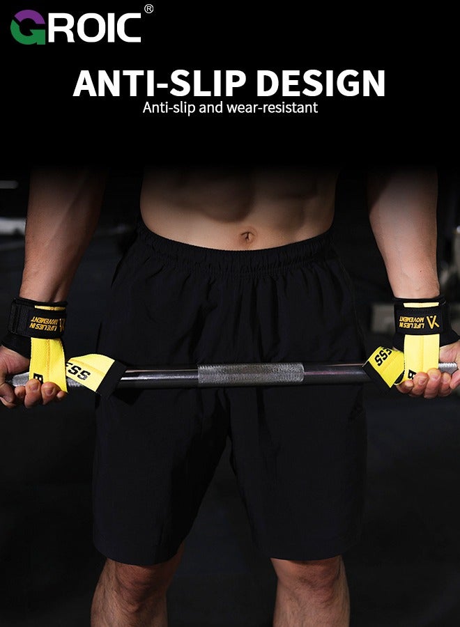 GROIC Lifting Straps for Weightlifting, Weight Lifting Straps Gym Power Workouts Lifting Wrist Straps Men Women Support Lifters Deadlift Straps Hard Pull Exercise Straps - Image 4