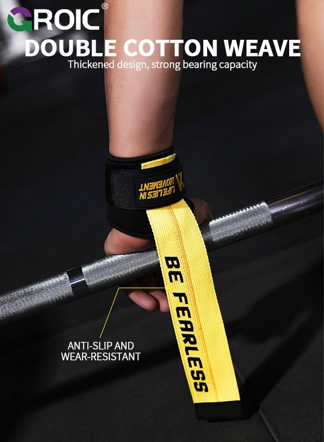 GROIC Lifting Straps for Weightlifting, Weight Lifting Straps Gym Power Workouts Lifting Wrist Straps Men Women Support Lifters Deadlift Straps Hard Pull Exercise Straps - Image 3