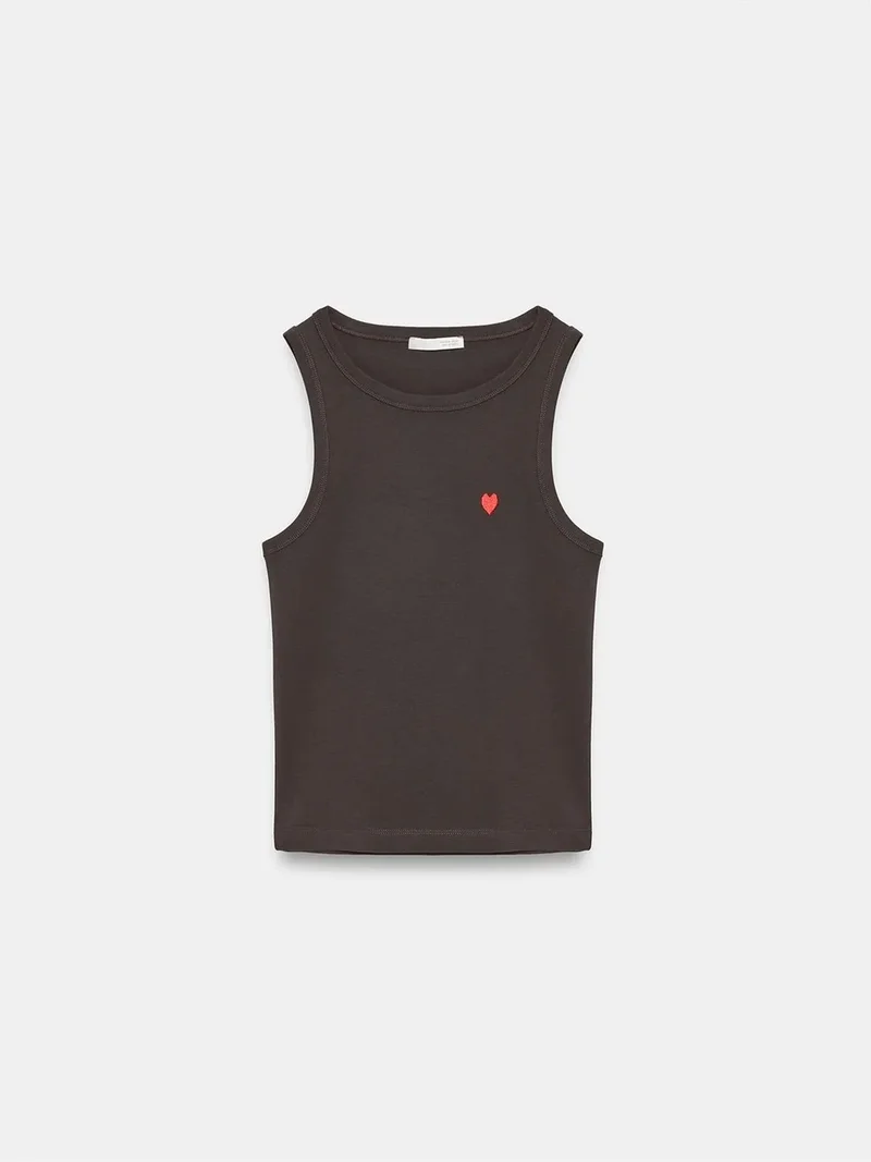 ديلفين DILVIN Embroidered Sleeveless Slim-Fit Jersey Blouse