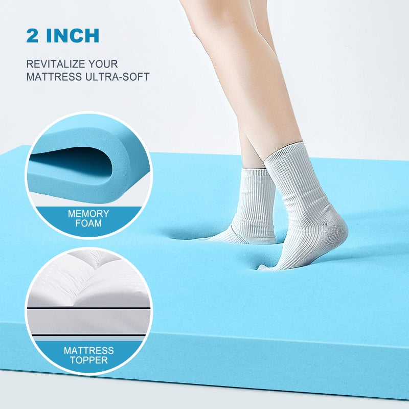 MASVIS Twin Size Dual Layer 4 Inch Memory Foam Mattress Topper, 2 Inch Gel Memory Foam and 2 Inch Cooling Pillow Top Mattress Pad Cover for Back Pain, Medium Support - Image 4