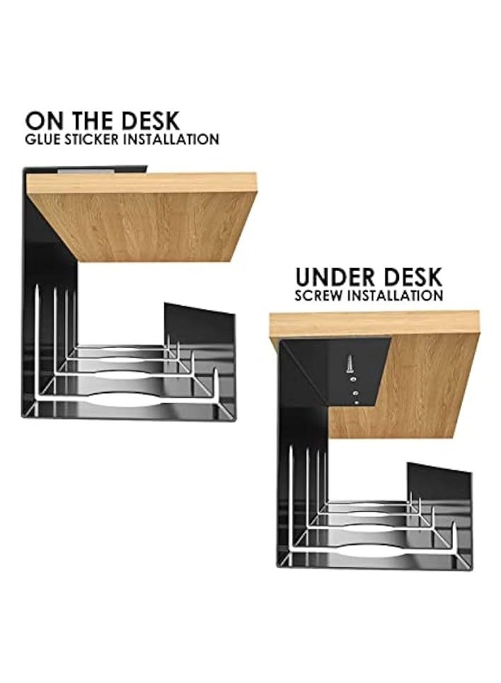 بروماس صينية فولاذية لإدارة الكابلات تحت المكتب، مع 4 قطع من ربطات العنق السلكية و4 قطع لاصقة قوية و3 براغي - Image 4