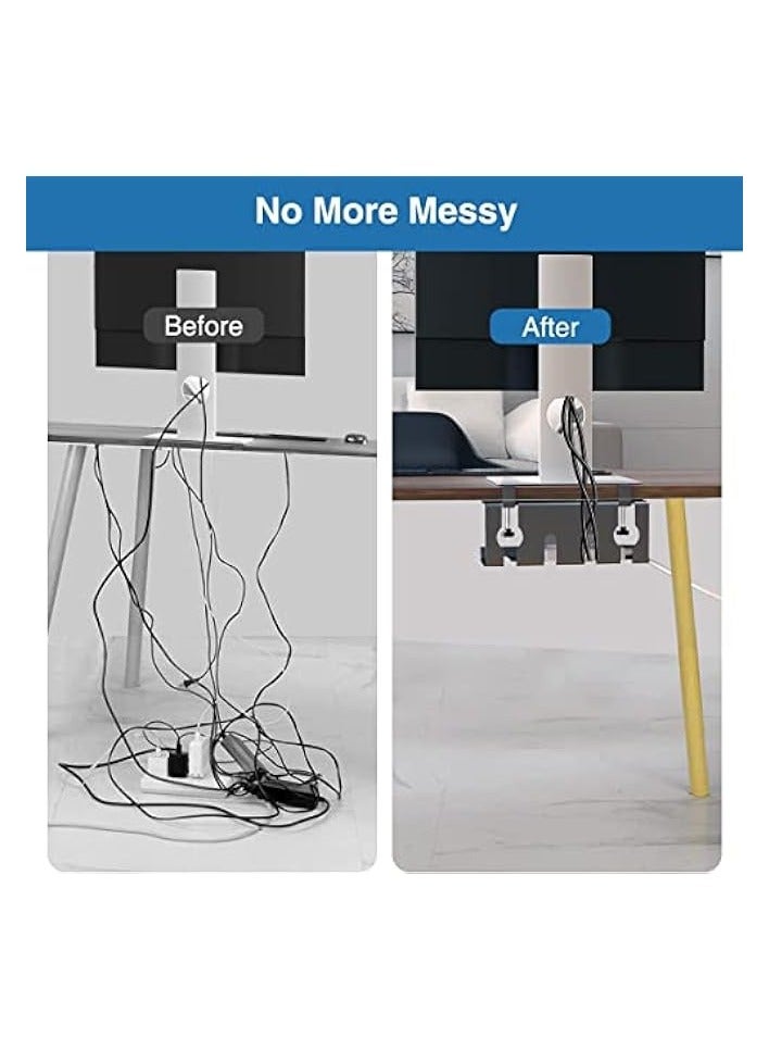 بروماس صينية فولاذية لإدارة الكابلات تحت المكتب، مع 4 قطع من ربطات العنق السلكية و4 قطع لاصقة قوية و3 براغي - Image 5