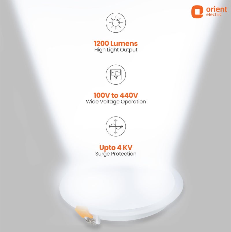 Orient Electric 12W 3-in-1 Recessed LED Panel light|1200 Lumens|Energy Saving | Up to 4 kV surge protection |False ceiling light |Cool- Neutral-Warm White Light |BIS certified |Made in India|Pack of 1 - Image 4