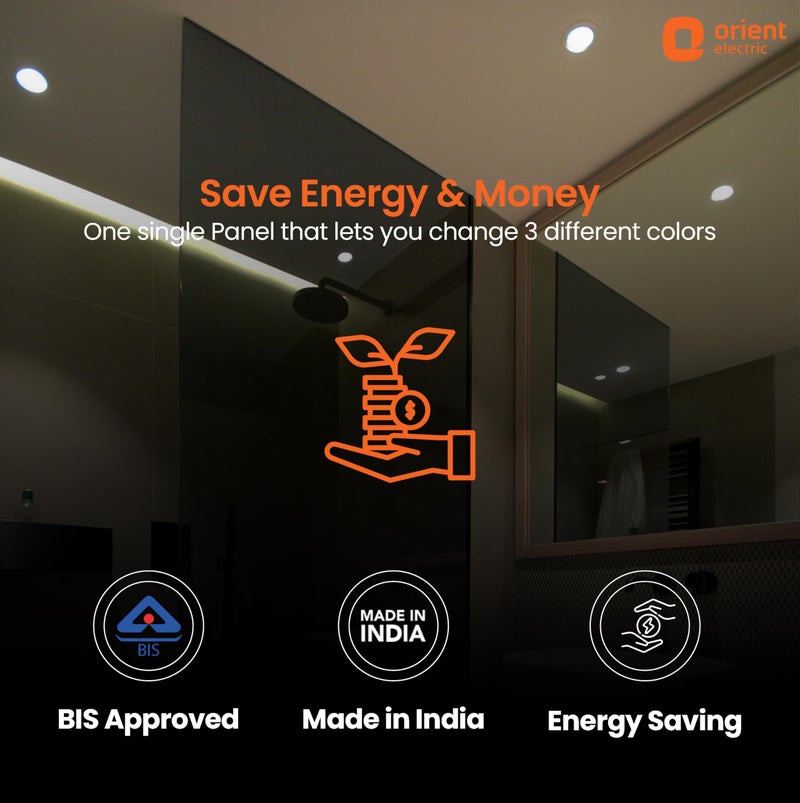 Orient Electric 12W 3-in-1 Recessed LED Panel light|1200 Lumens|Energy Saving | Up to 4 kV surge protection |False ceiling light |Cool- Neutral-Warm White Light |BIS certified |Made in India|Pack of 1 - Image 5