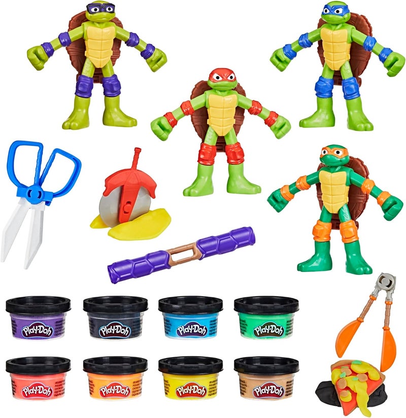 Play-Doh Teenage Mutant Ninja Turtles Cowabunga Creations Bendy Action Figures Set - Image 1