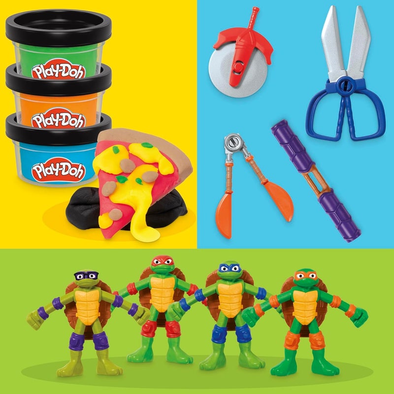 Play-Doh Teenage Mutant Ninja Turtles Cowabunga Creations Bendy Action Figures Set - Image 3