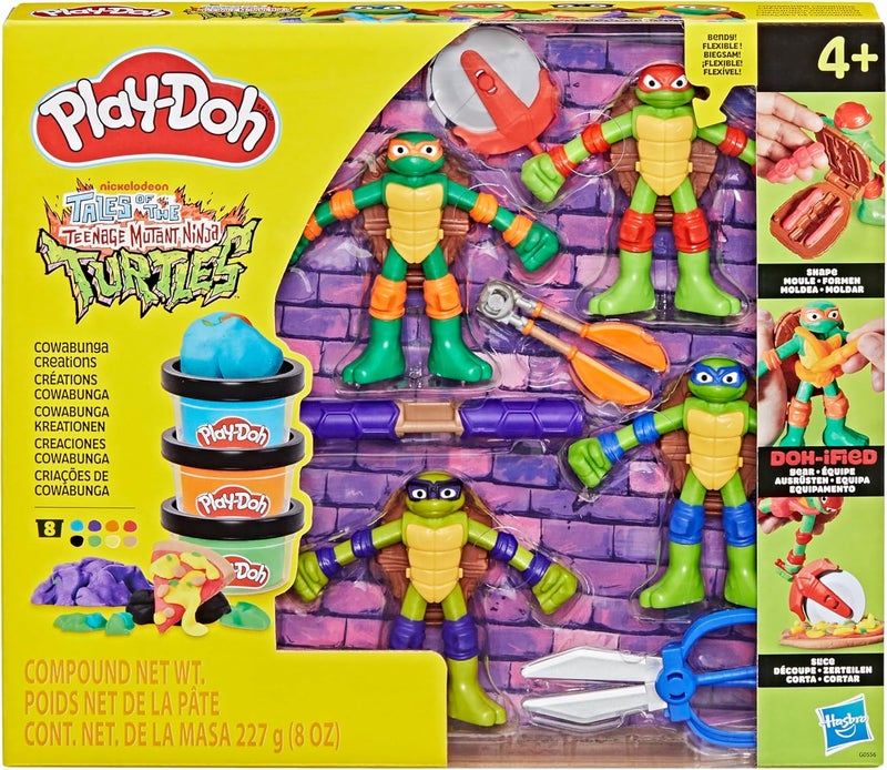 Play-Doh Teenage Mutant Ninja Turtles Cowabunga Creations Bendy Action Figures Set - Image 2