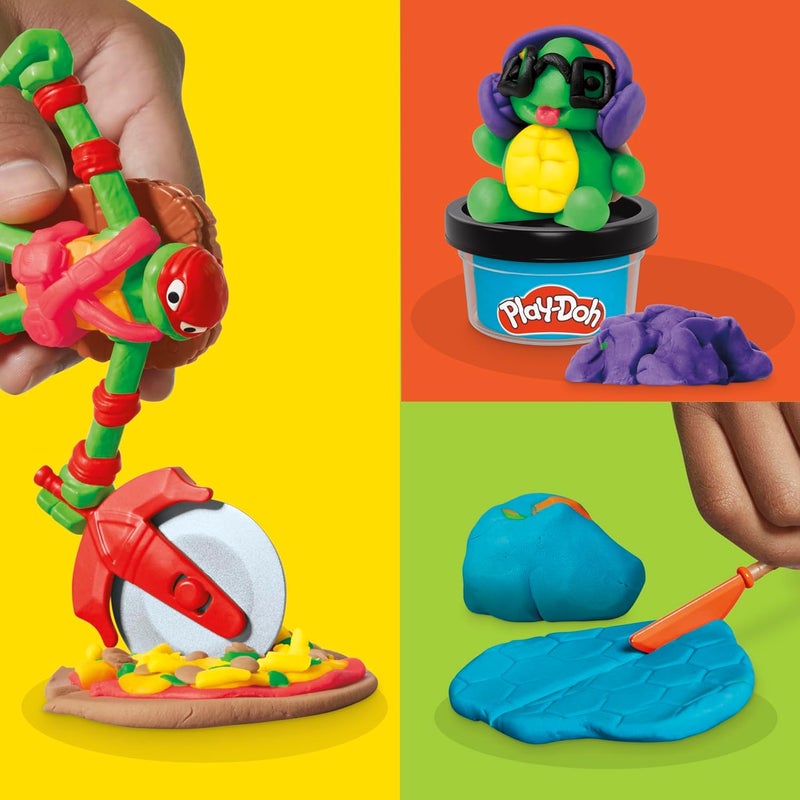 Play-Doh Teenage Mutant Ninja Turtles Cowabunga Creations Bendy Action Figures Set - Image 4
