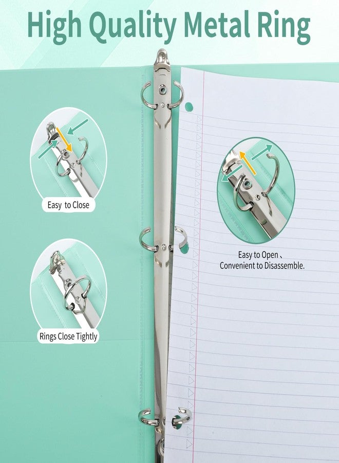 SUQJOY 1" 3-Ring Binder, 1-inch Round Ring Binder with 2 Inside Pockets, Clear View Cover Binder Holds 8.5'' x 11''Paper, Binders for Office/Home/School Supply, 6 Pack (Assorted 6 Colors) - Image 5