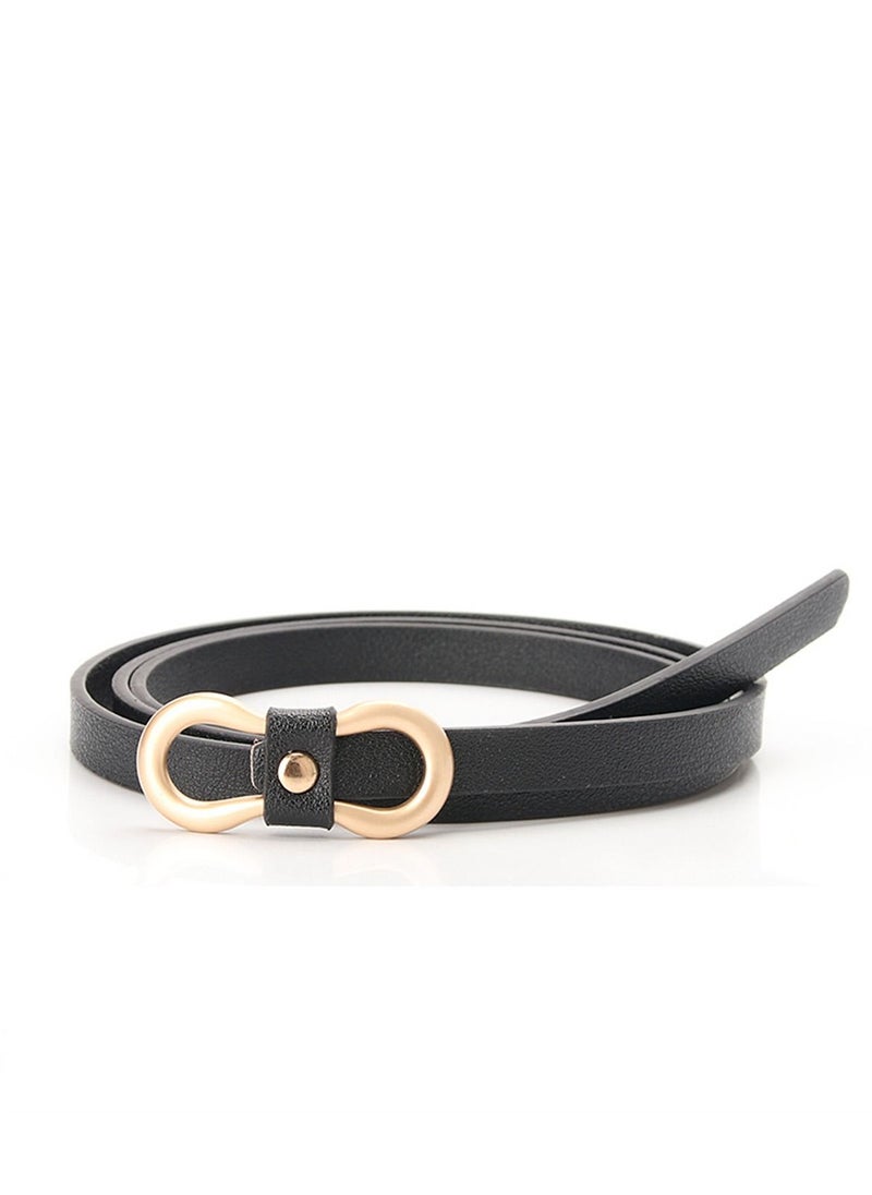 Loquat - PU Fashion Decorative Denim Dress Ladies Thin Belt 105cm Black - Image 1