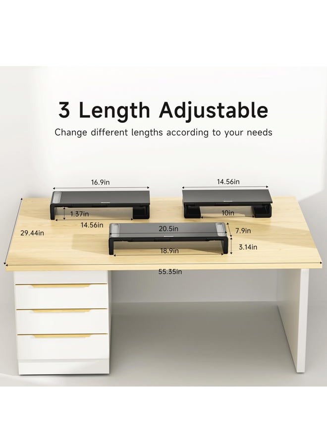 oimaster OImatser Monitor Stand Riser 3.0 USB HUB, Type-C Data Port, Foldable Computer Monitor Riser, Adjustable Length Computer Stand and Storage Drawer & Pen Slot, Phone Stand for Computer - Image 4
