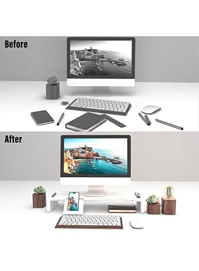 oimaster OImatser Monitor Stand Riser 3.0 USB HUB, Type-C Data Port, Foldable Computer Monitor Riser, Adjustable Length Computer Stand and Storage Drawer & Pen Slot, Phone Stand for Computer - Image 2