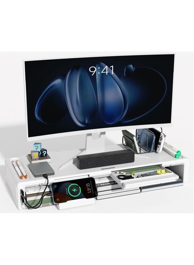 oimaster OImatser Monitor Stand Riser 3.0 USB HUB, Type-C Data Port, Foldable Computer Monitor Riser, Adjustable Length Computer Stand and Storage Drawer & Pen Slot, Phone Stand for Computer - Image 1