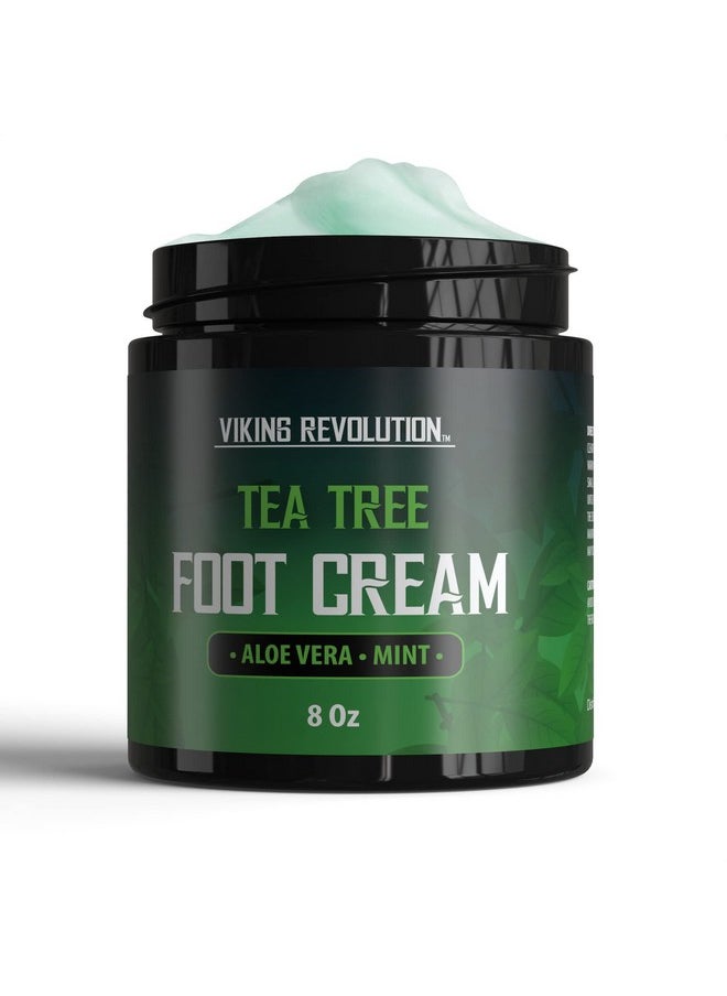 Viking Revolution Tea Tree Foot Cream For Dry Cracked Heels - Foot Cream For Dry Cracked Feet Foot Balm For Dry Cracked Feet - Foot Cream For Dry Feet Foot Repair Cream With Aloe Vera And Mint (8Oz)  - Image 1