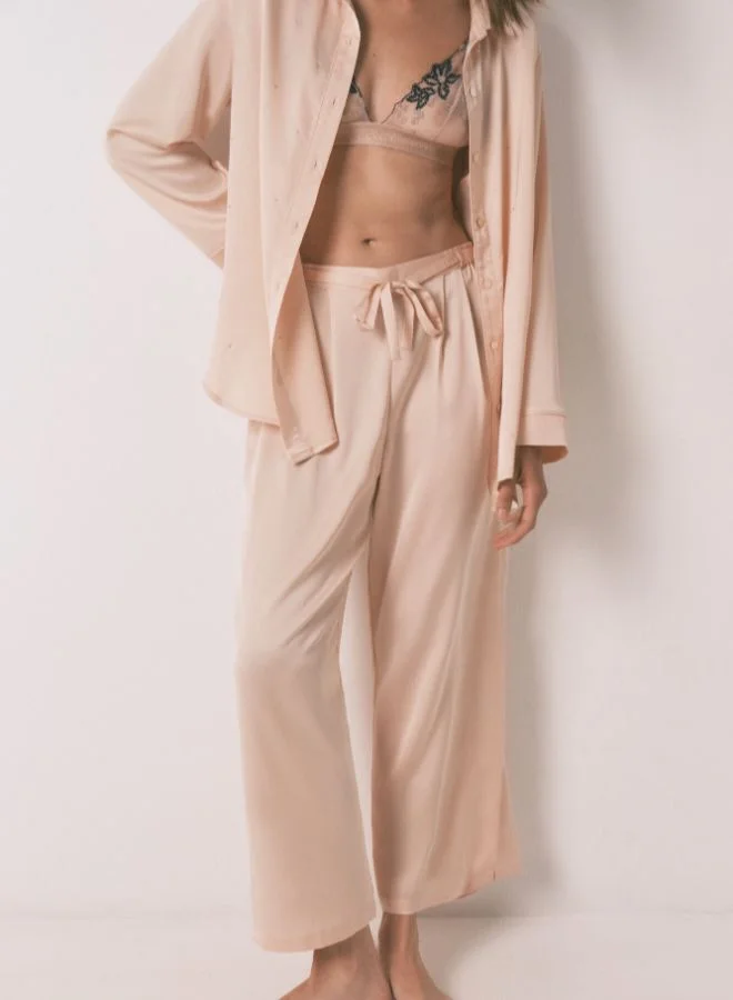 women'secret Long Satin Strass Pajama In Orange