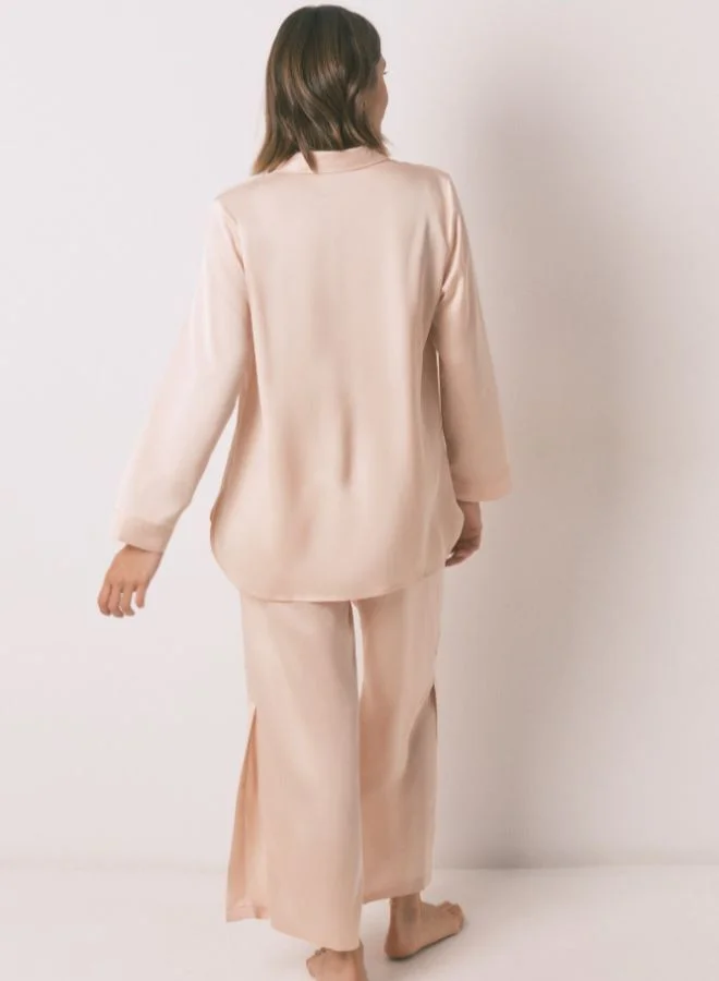 women'secret Long Satin Strass Pajama In Orange