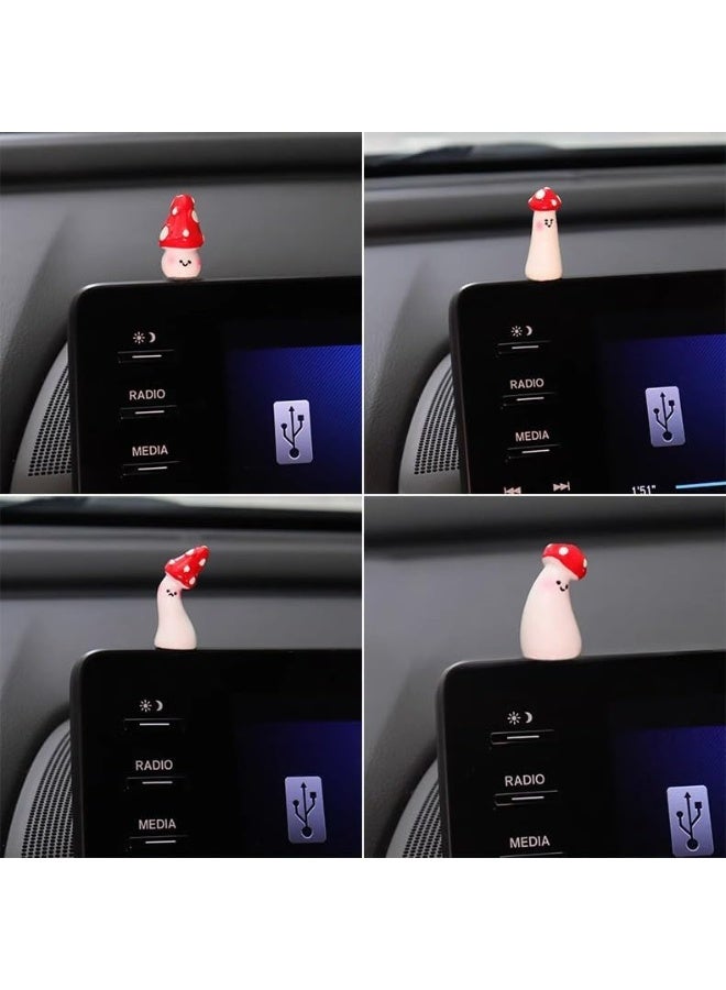 Bukela Adorable Mini Mushroom Car Rearview Mirror Charm Playful Dashboard Decoration Cute-Style Female Car Accessory Gift Red and White Two-Tone - Image 5