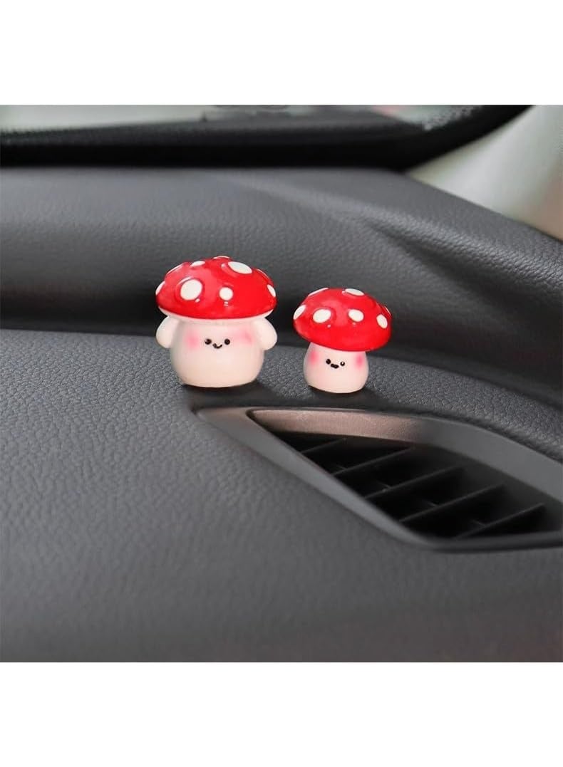 Bukela Adorable Mini Mushroom Car Rearview Mirror Charm Playful Dashboard Decoration Cute-Style Female Car Accessory Gift Red and White Two-Tone - Image 4