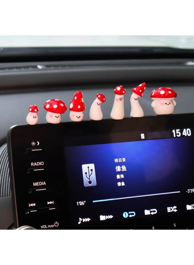 Bukela Adorable Mini Mushroom Car Rearview Mirror Charm Playful Dashboard Decoration Cute-Style Female Car Accessory Gift Red and White Two-Tone - Image 1