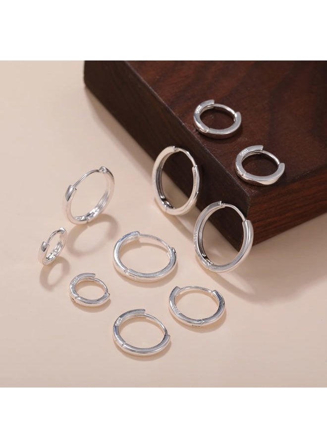 Senteria Sterling Silver Small Hoop Earrings for Women and Men - 5 Pairs of Hypoallergenic Huggie Hoop Earrings in 8, 10, 12, 14, 16mm  - Image 5