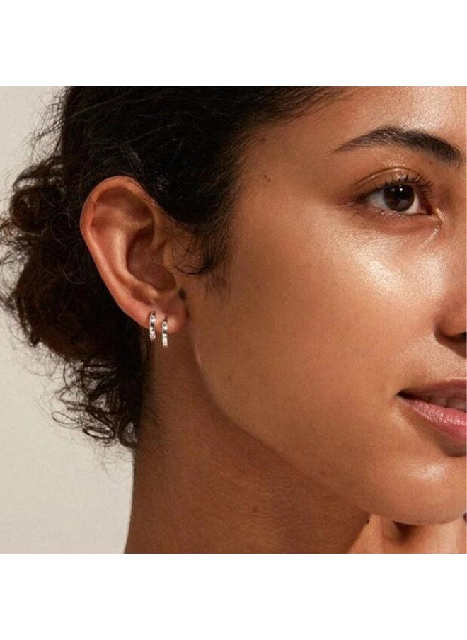 Senteria Sterling Silver Small Hoop Earrings for Women and Men - 5 Pairs of Hypoallergenic Huggie Hoop Earrings in 8, 10, 12, 14, 16mm  - Image 3