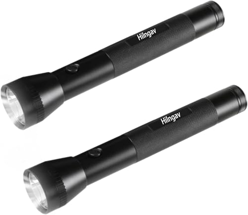Hilngav Heavy Duty 3Cell D Battery LED Big Flashlights Single Mode Aluminum Alloy Torch Rugged Metal Large Flashlight for Outdoor Adventures and Emergency Power Outages 2 Pack - Image 1