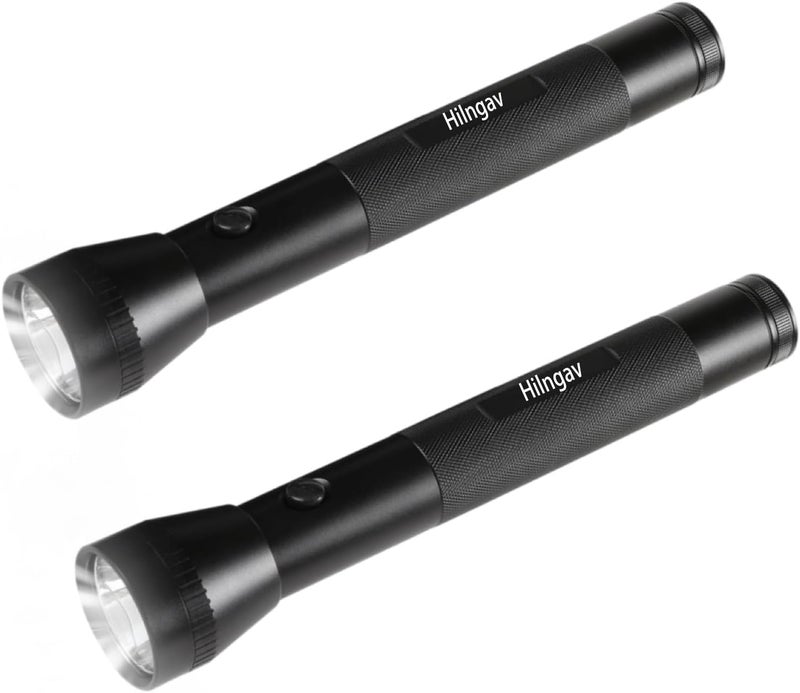 Hilngav Heavy Duty 3Cell D Battery LED Big Flashlights Single Mode Aluminum Alloy Torch Rugged Metal Large Flashlight for Outdoor Adventures and Emergency Power Outages 2 Pack - Image 2