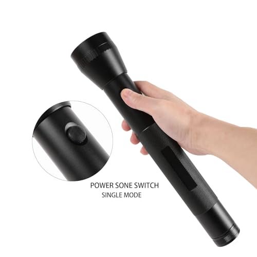 Hilngav Heavy Duty 3Cell D Battery LED Big Flashlights Single Mode Aluminum Alloy Torch Rugged Metal Large Flashlight for Outdoor Adventures and Emergency Power Outages 2 Pack - Image 3