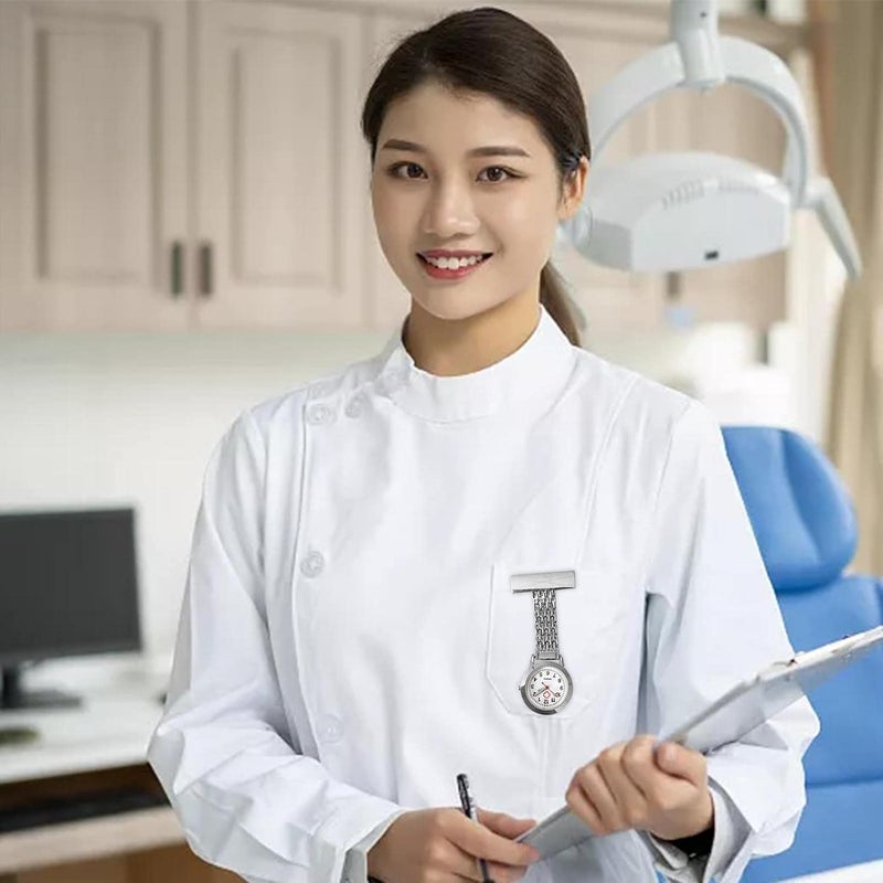 كلاراكو ساعة يد للممرضات، مشبك على طية صدر السترة، شارة معلقة، ساعة جيب كوارتز - Image 1