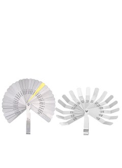 KASTWAVE 2Pcs Feeler Gauge with 32-Blade and Offset Feeler Gauge with 16-Blade, Gauge Dual Marked Metric and Imperial Gap Measuring Tool  - Image 1
