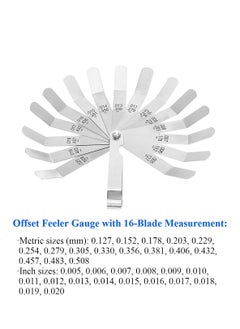 KASTWAVE 2Pcs Feeler Gauge with 32-Blade and Offset Feeler Gauge with 16-Blade, Gauge Dual Marked Metric and Imperial Gap Measuring Tool  - Image 3