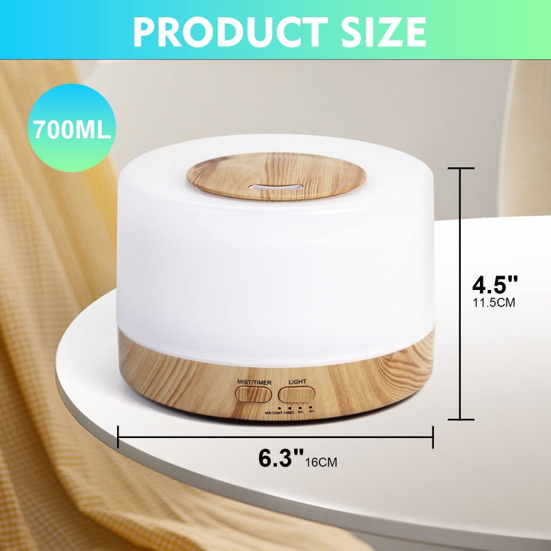 SKY-TOUCH Essential Oil Diffuser 700ml, Aromatherapy Diffusers for Essential Oils with 4 Timer and 7 Color Lights, Cool Mist Humidifier with Auto Shut-off Function, Diffuser for Home Bedroom Office - Image 4