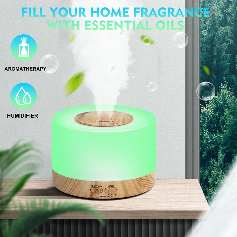 SKY-TOUCH Essential Oil Diffuser 700ml, Aromatherapy Diffusers for Essential Oils with 4 Timer and 7 Color Lights, Cool Mist Humidifier with Auto Shut-off Function, Diffuser for Home Bedroom Office - Image 2