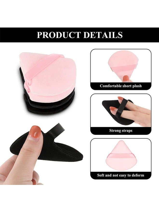 SYOSI Pure Powder Puff Face Triangle Soft Makeup Powder Puff for Loose Powder Mineral Powder Body Powder Makeup Tool with Strap(Black and Pink - 10 Pcs) - Image 4