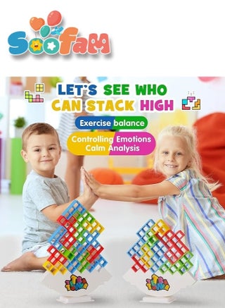 48PCS Tetra Tower, Fun Balance Stacking Building Blocks Board Game for Kids, Adults, Friends, Team, Classroom, Dorm, Family Game Night and Parties - view 3
