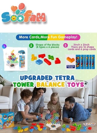 48PCS Tetra Tower, Fun Balance Stacking Building Blocks Board Game for Kids, Adults, Friends, Team, Classroom, Dorm, Family Game Night and Parties - view 2