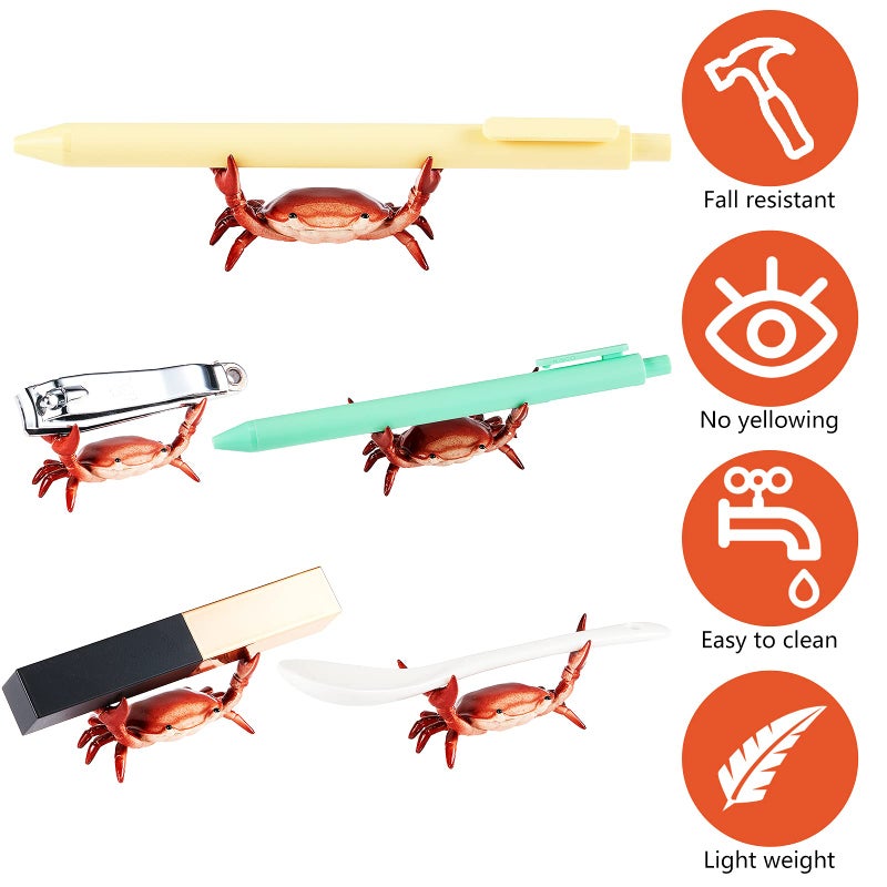 Zonon 2 Pieces Japanese Creative Cute Crab Pen Holder Weightlifting Crabs Pen Holder Stand Bracket Storage Pen Rack for Back to School Graduation Gift Office Home Store Accessories Holder(Red) - Image 3