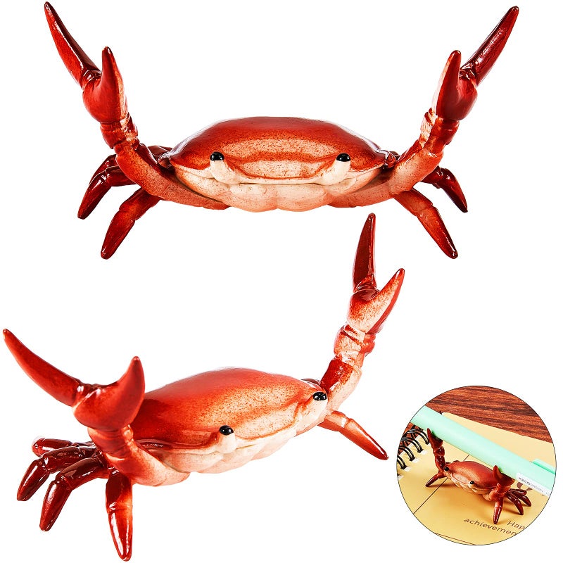 Zonon 2 Pieces Japanese Creative Cute Crab Pen Holder Weightlifting Crabs Pen Holder Stand Bracket Storage Pen Rack for Back to School Graduation Gift Office Home Store Accessories Holder(Red) - Image 1