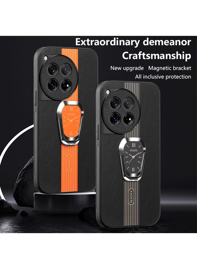 S-TOP Case For OnePlus 12R Magnetic Litchi Leather Back Phone Case with Holder - Image 2