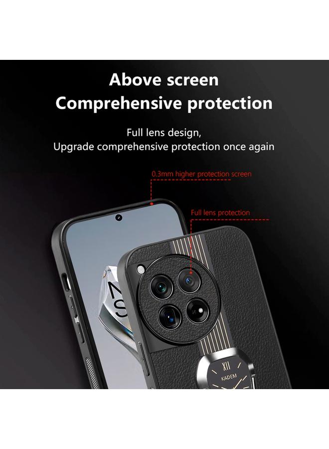 S-TOP Case For OnePlus 12R Magnetic Litchi Leather Back Phone Case with Holder - Image 4