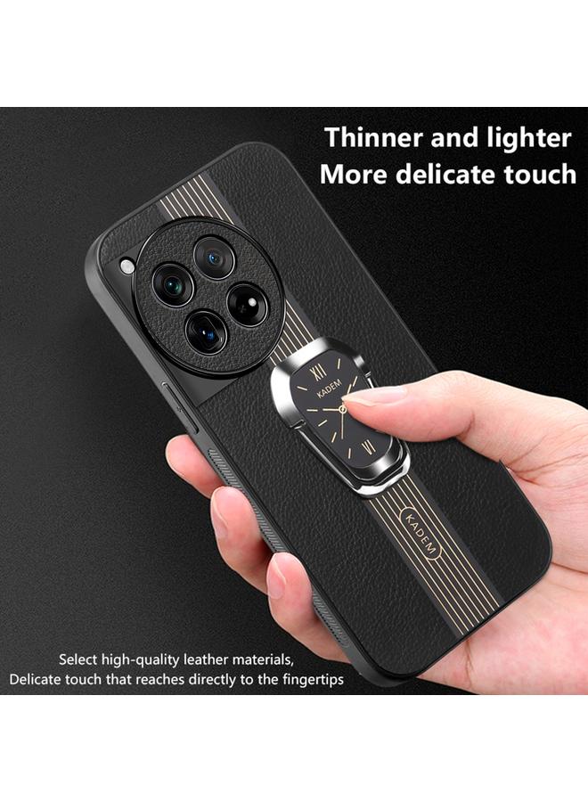 S-TOP Case For OnePlus 12R Magnetic Litchi Leather Back Phone Case with Holder - Image 3