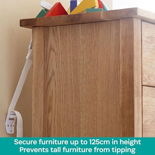 KidCo Anti-Tip Furniture Straps - Anti Tip Safety Straps, TV & Furniture Straps for Child Safety, Two Pack, White - Image 2
